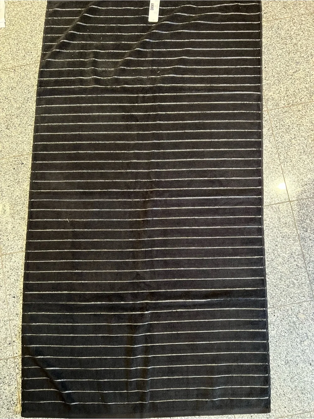 DKNY Charcoal Pinstripe Strapless Wrap Dress